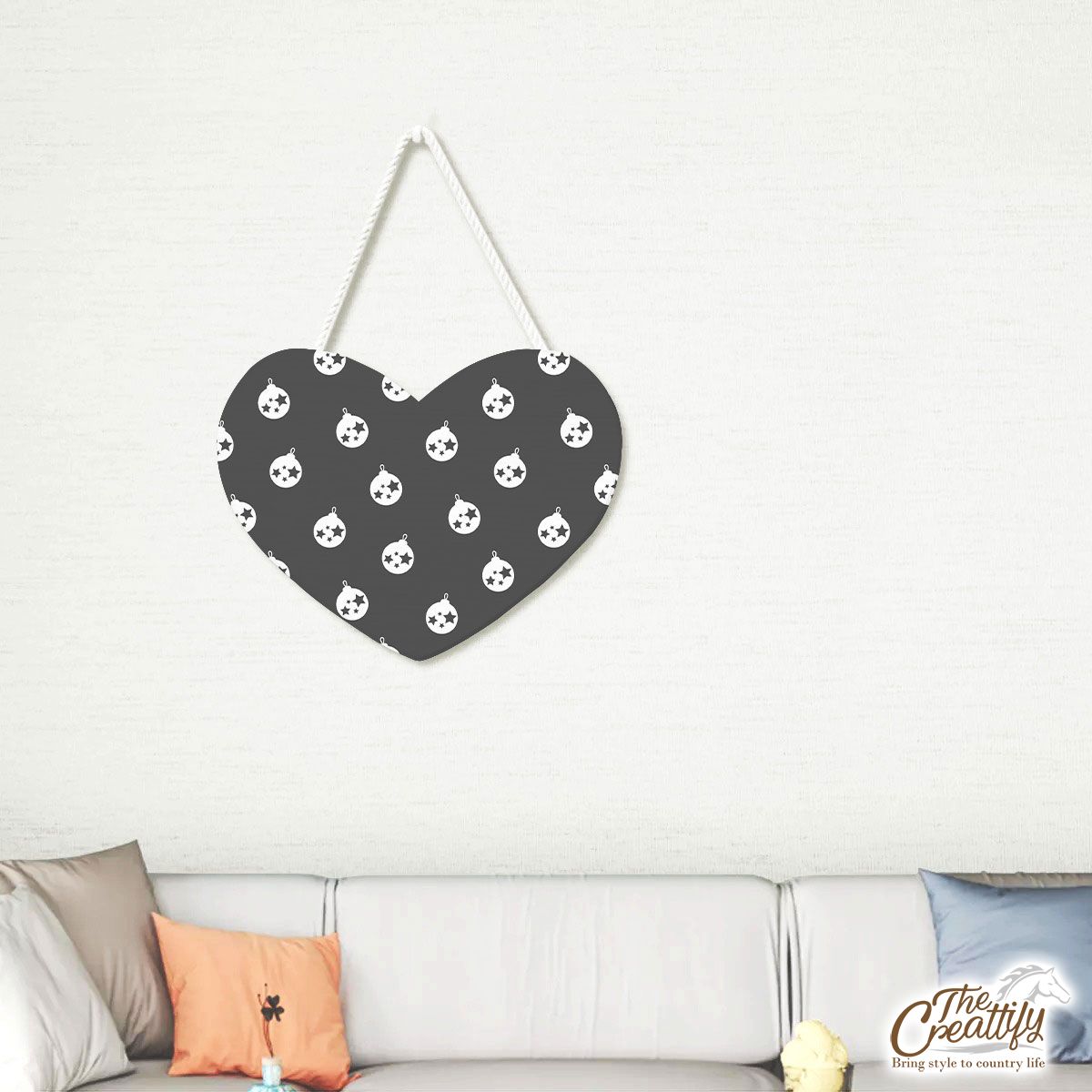 Grey And White Christmas Ball Heart-Shaped Tablet