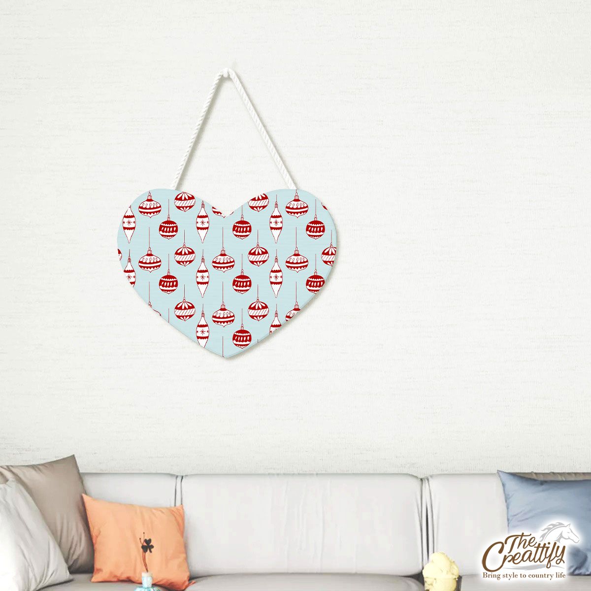 Red Christmas Baubles Seamless Pattern Heart-Shaped Tablet