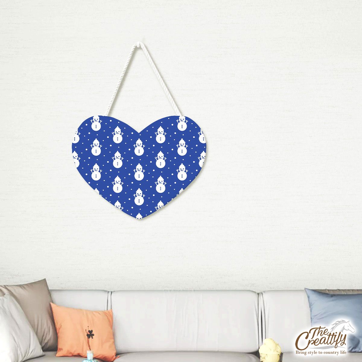 Snowman Clipart On The Navy Blue Color Background Heart-Shaped Tablet