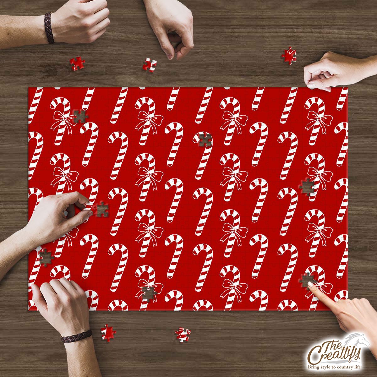 Candy Cane Red Christmas Puzzle