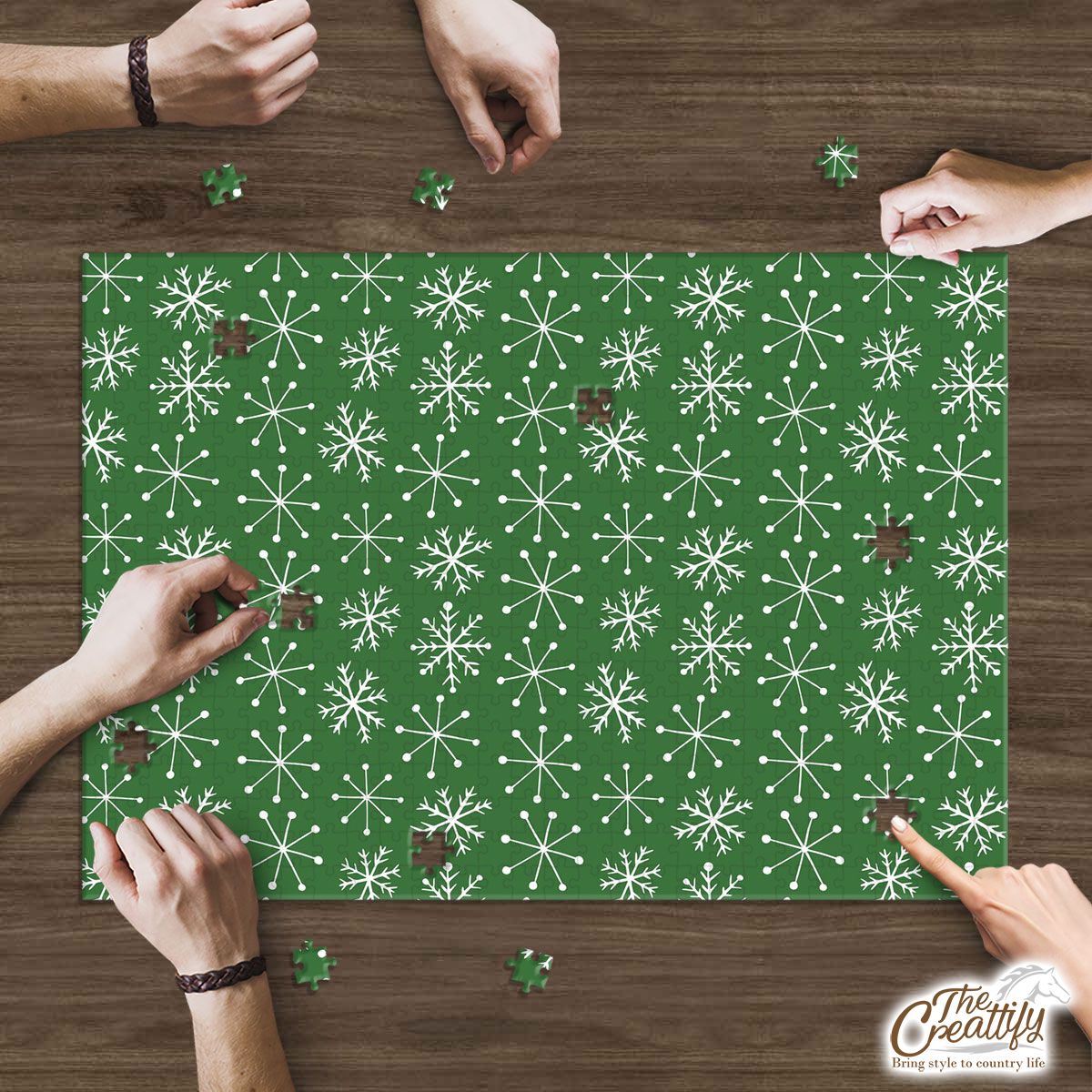 Green And White Snowflake Puzzle