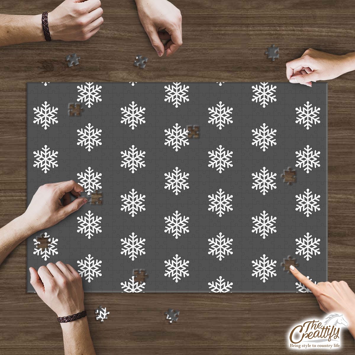 Grey And White Snowflake Puzzle