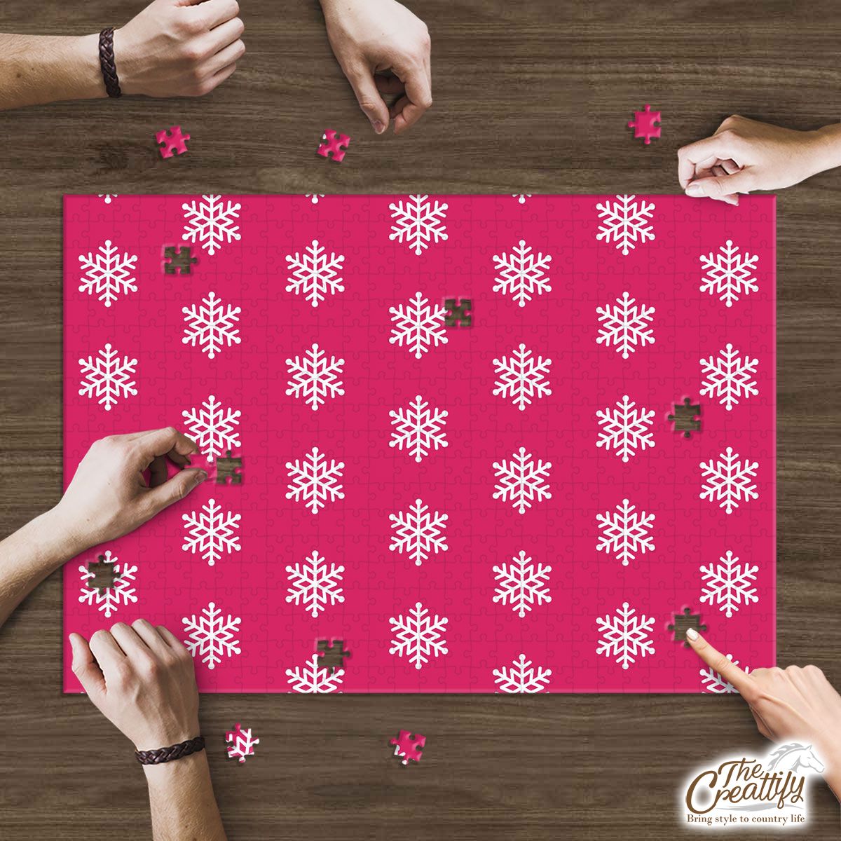 Pink And White Snowflake Puzzle