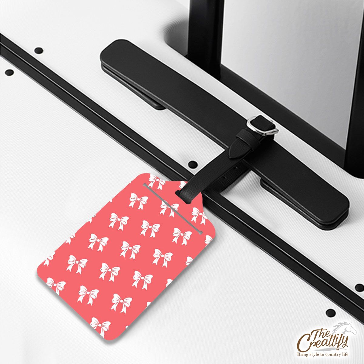 Christmas Bow, Christmas Tree Bows On The Pink Background Luggage Tags