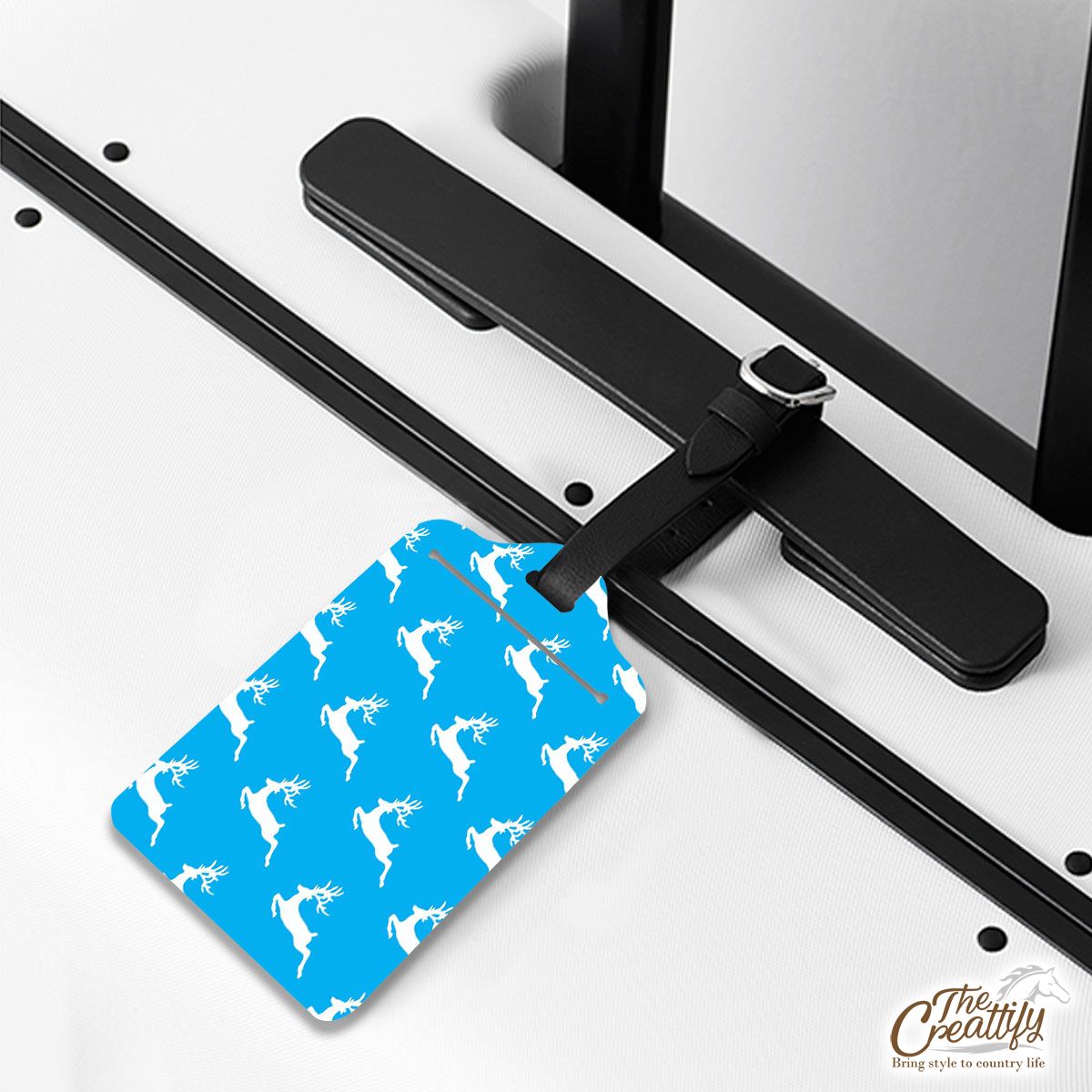 Christmas Reindeer On The Blue Background Luggage Tags
