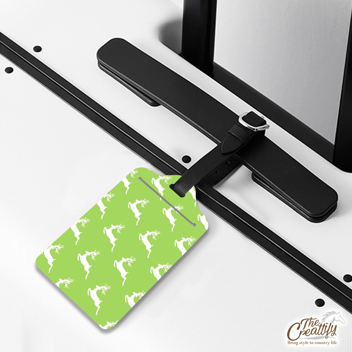 Christmas Reindeer On The Green Background Luggage Tags