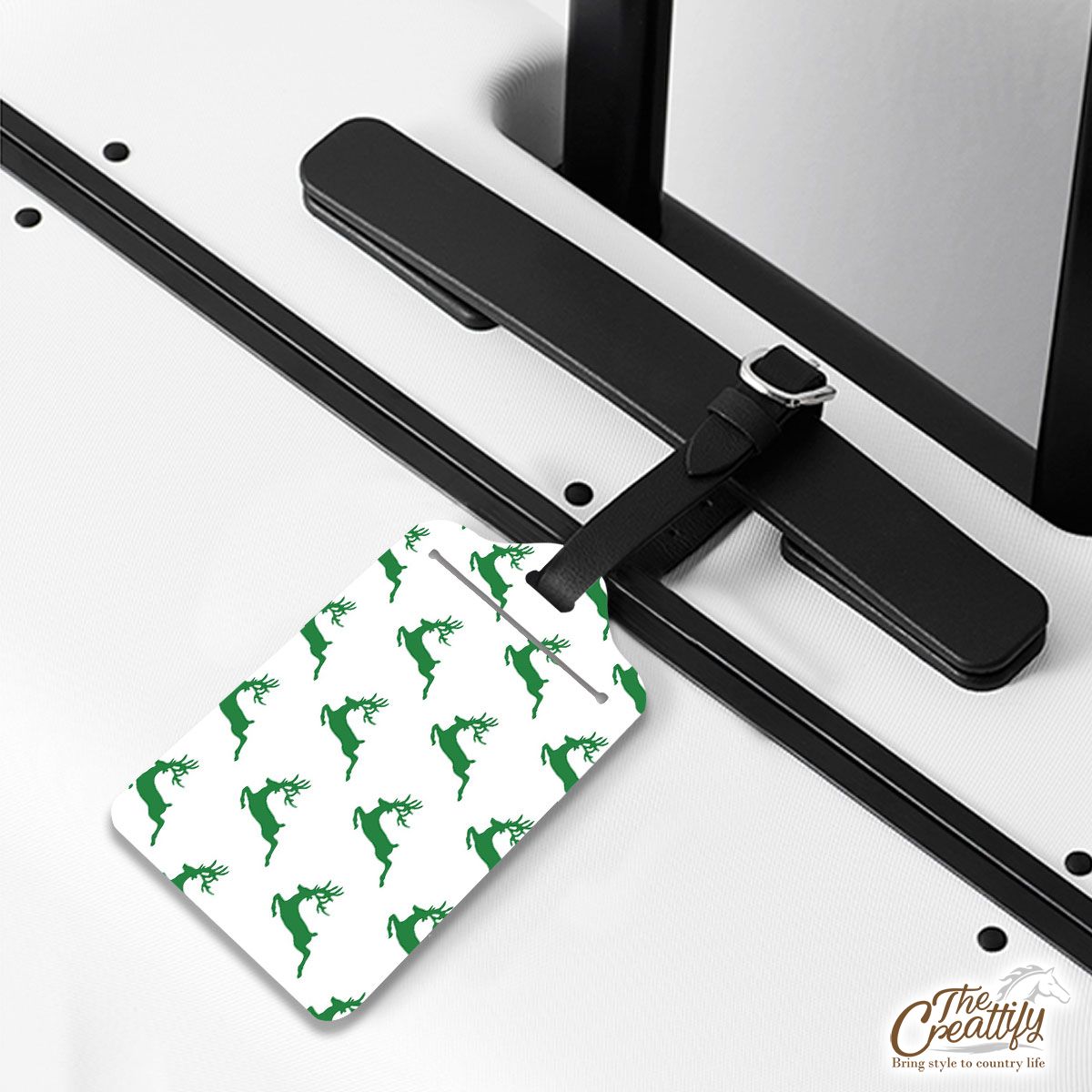 Green And White Christmas Reindeer Luggage Tags