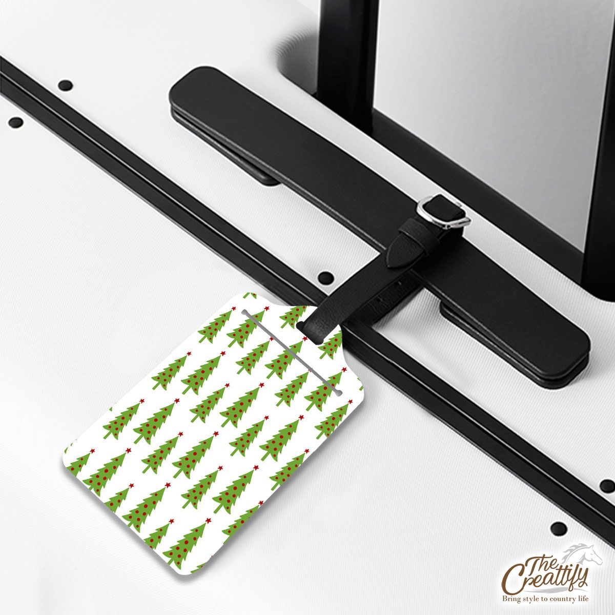 White And Green Christmas Tree Luggage Tags