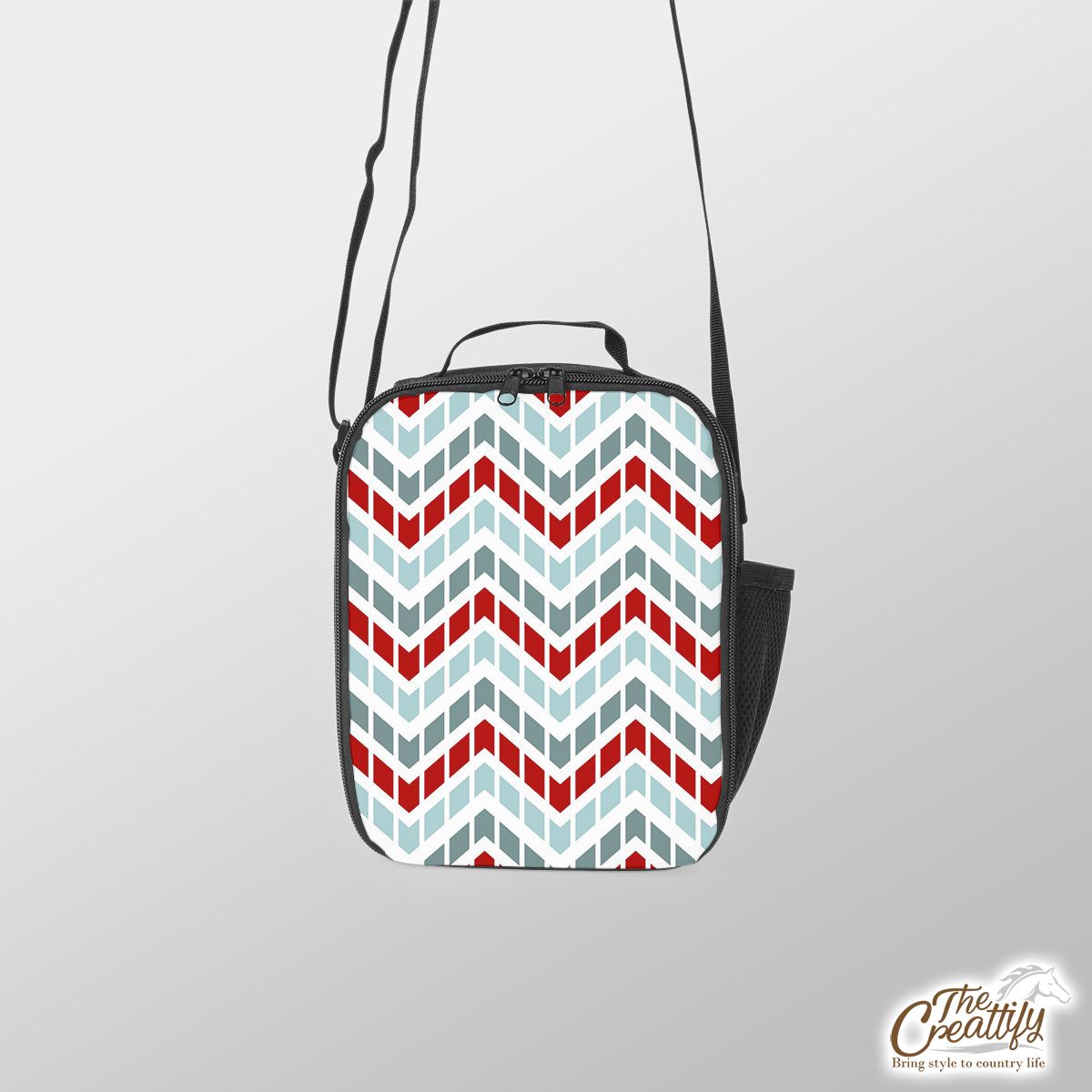 Blue And Red Zig Zag Stripe Lunch Box Bag