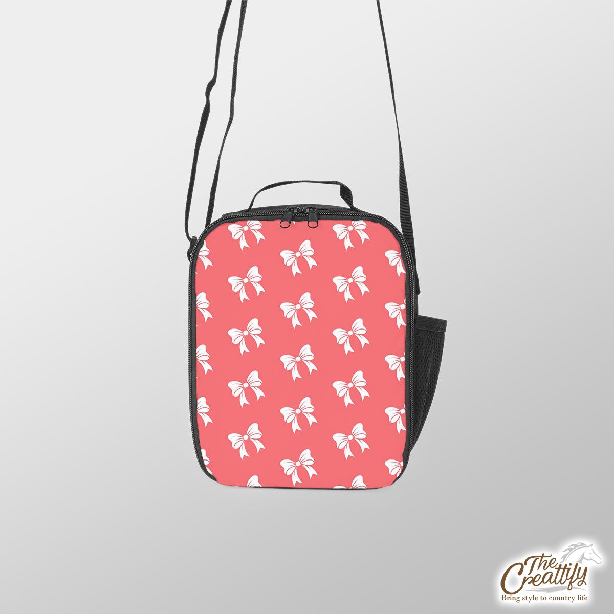 Christmas Bow, Christmas Tree Bows On The Pink Background Lunch Box Bag