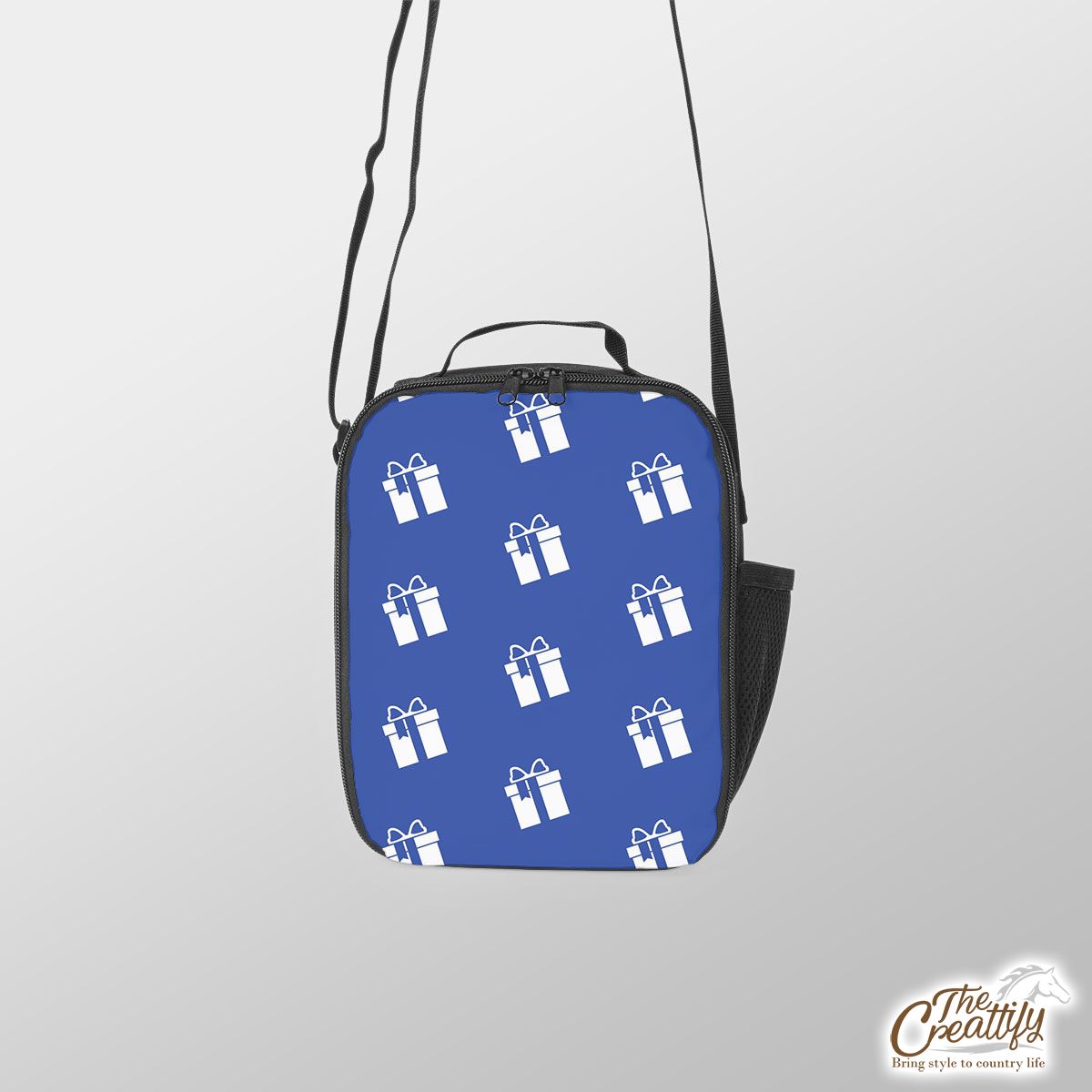 Christmas Present Clipart On The Navy Blue Color Background Lunch Box Bag