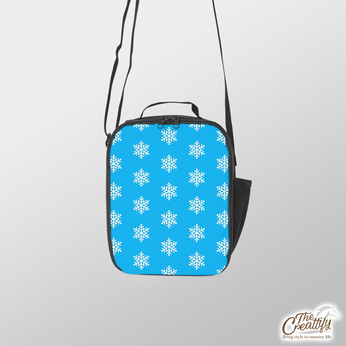 Christmas Snowflake Clipart On The Blue Background Lunch Box Bag