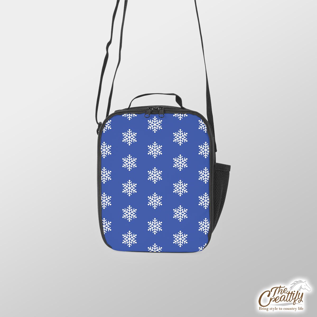 Christmas Snowflake Clipart On The Navy Blue Color Background Lunch Box Bag