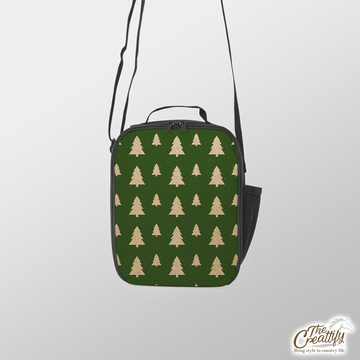 Christmas Tree, Christmas Tree Decorations, Pine Tree Pattern On Green 2 Lunch Box Bag