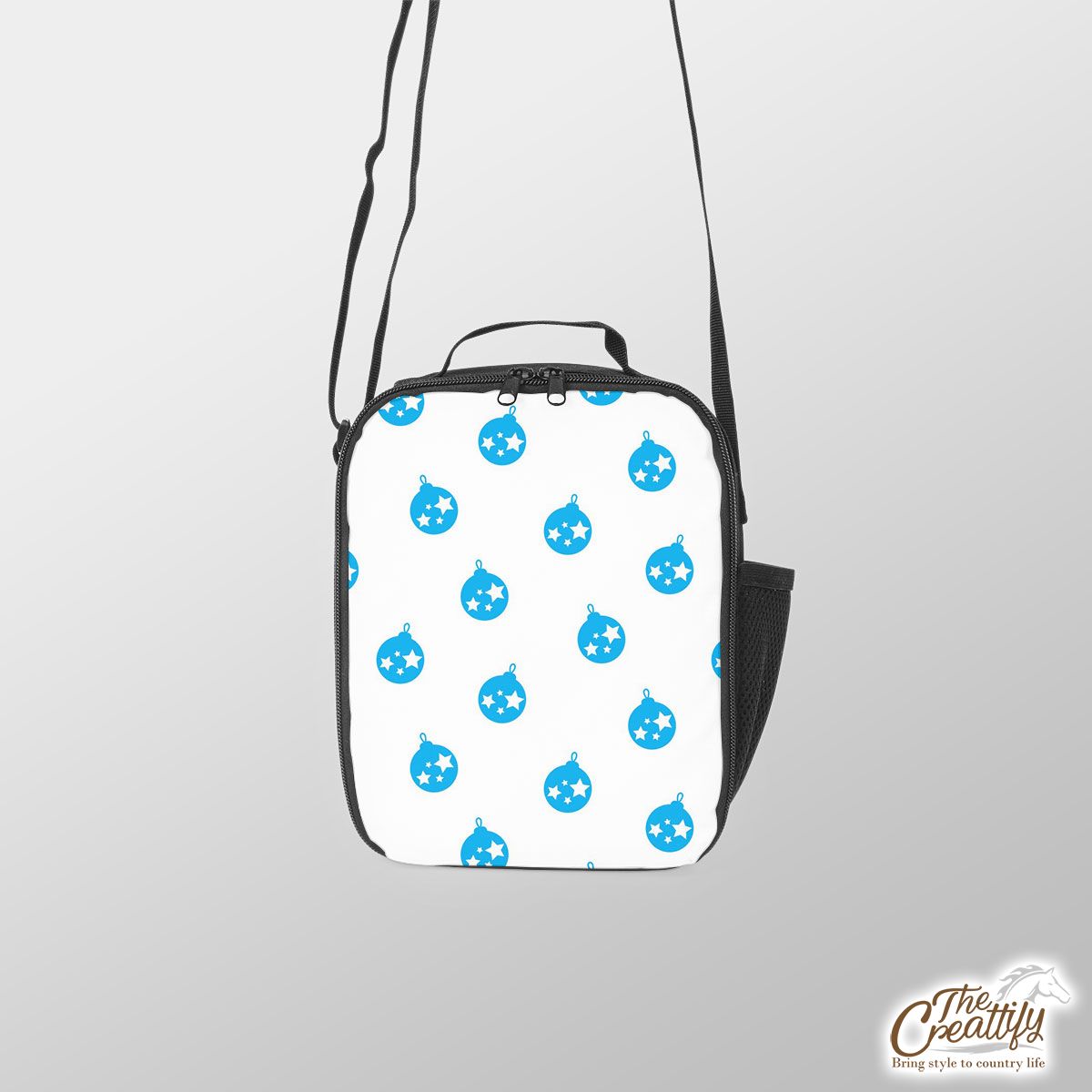Light Blue Color Christmas Balls On The White Background Lunch Box Bag