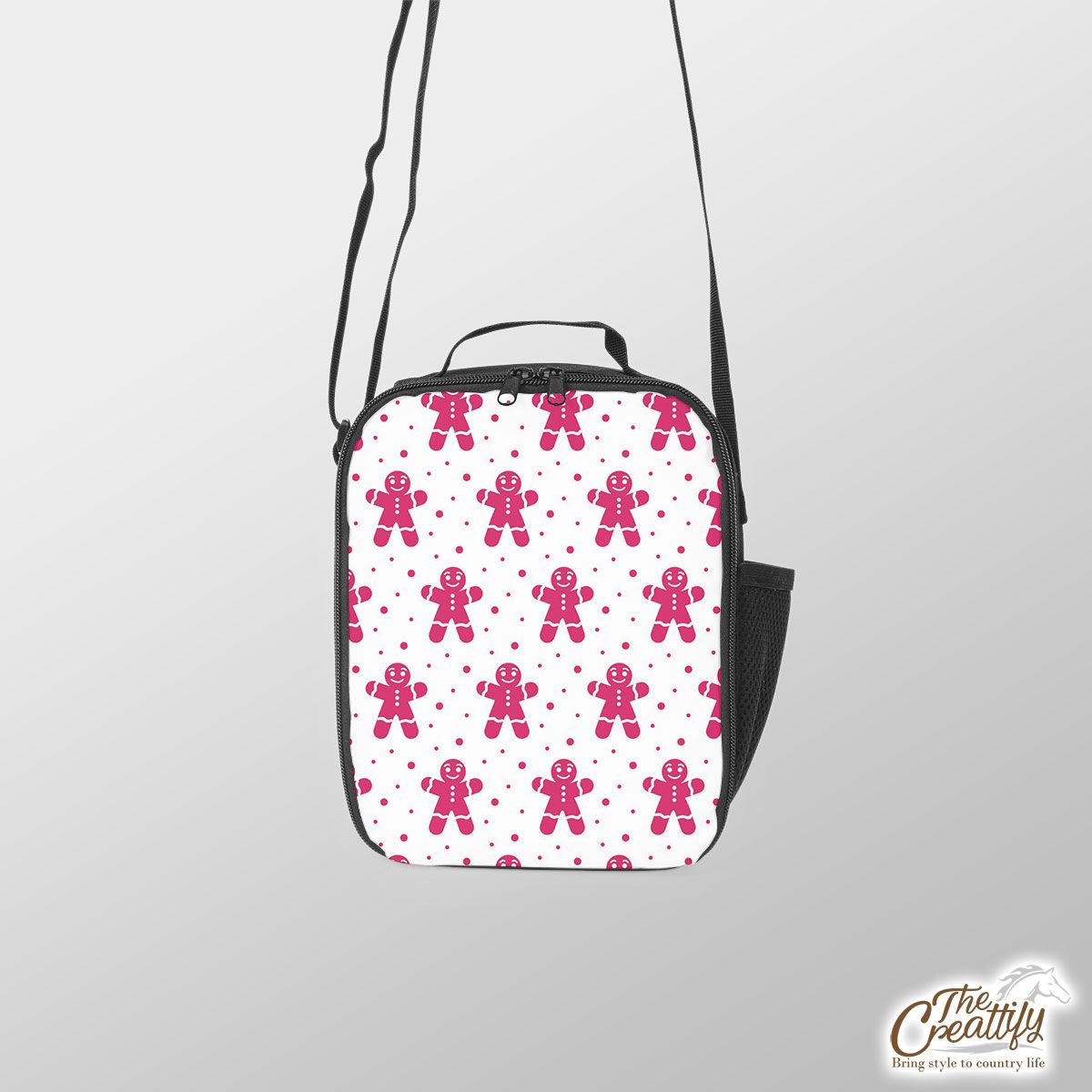 Pink And White Gingerbread Man Lunch Box Bag
