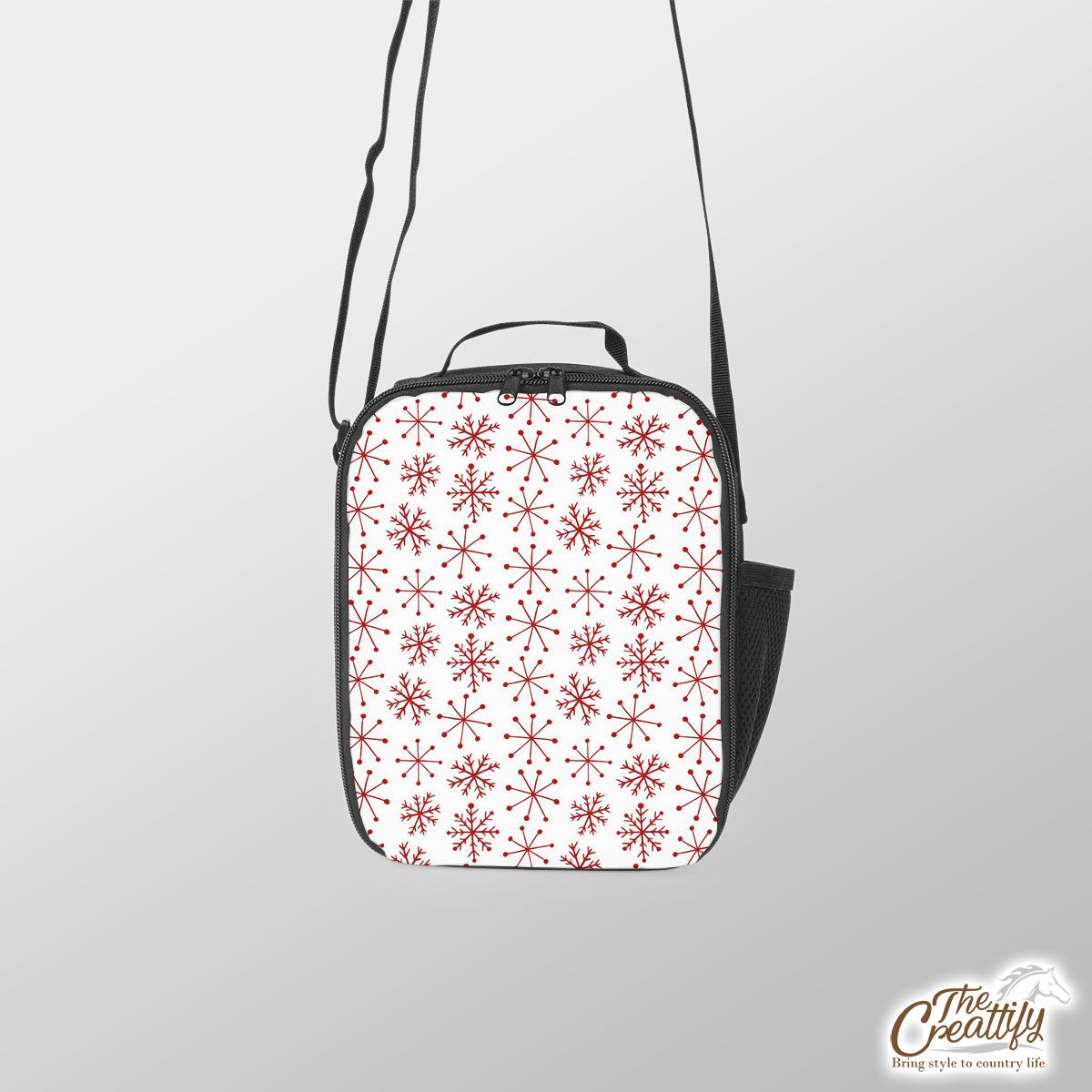 Red And White Snowflake Lunch Box Bag