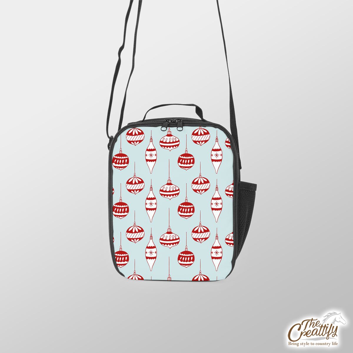 Red Christmas Baubles Seamless Pattern Lunch Box Bag