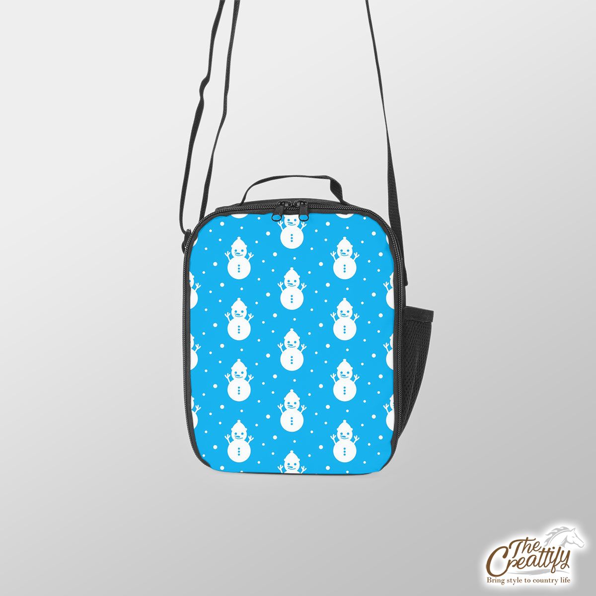 Snowman Clipart On The Blue Background Lunch Box Bag