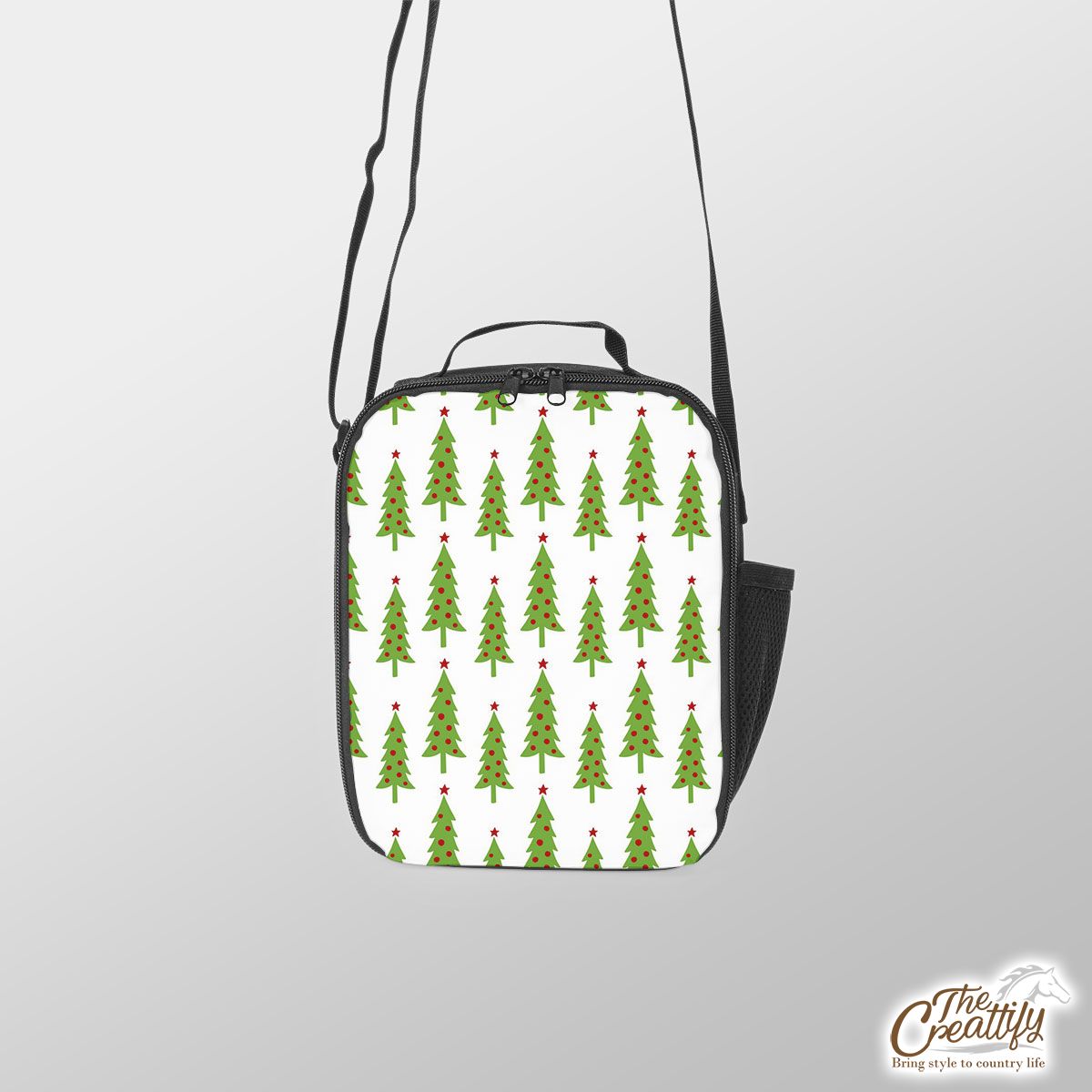 White And Green Christmas Tree Lunch Box Bag