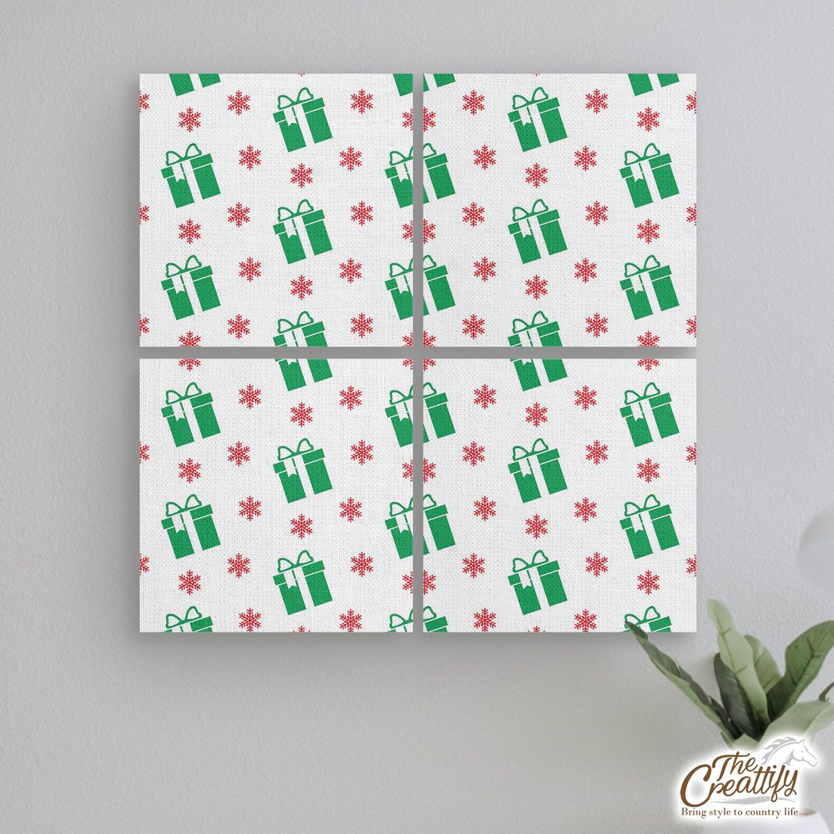 Christmas Gifts Pattern, Christmas Present Ideas Mural With Frame