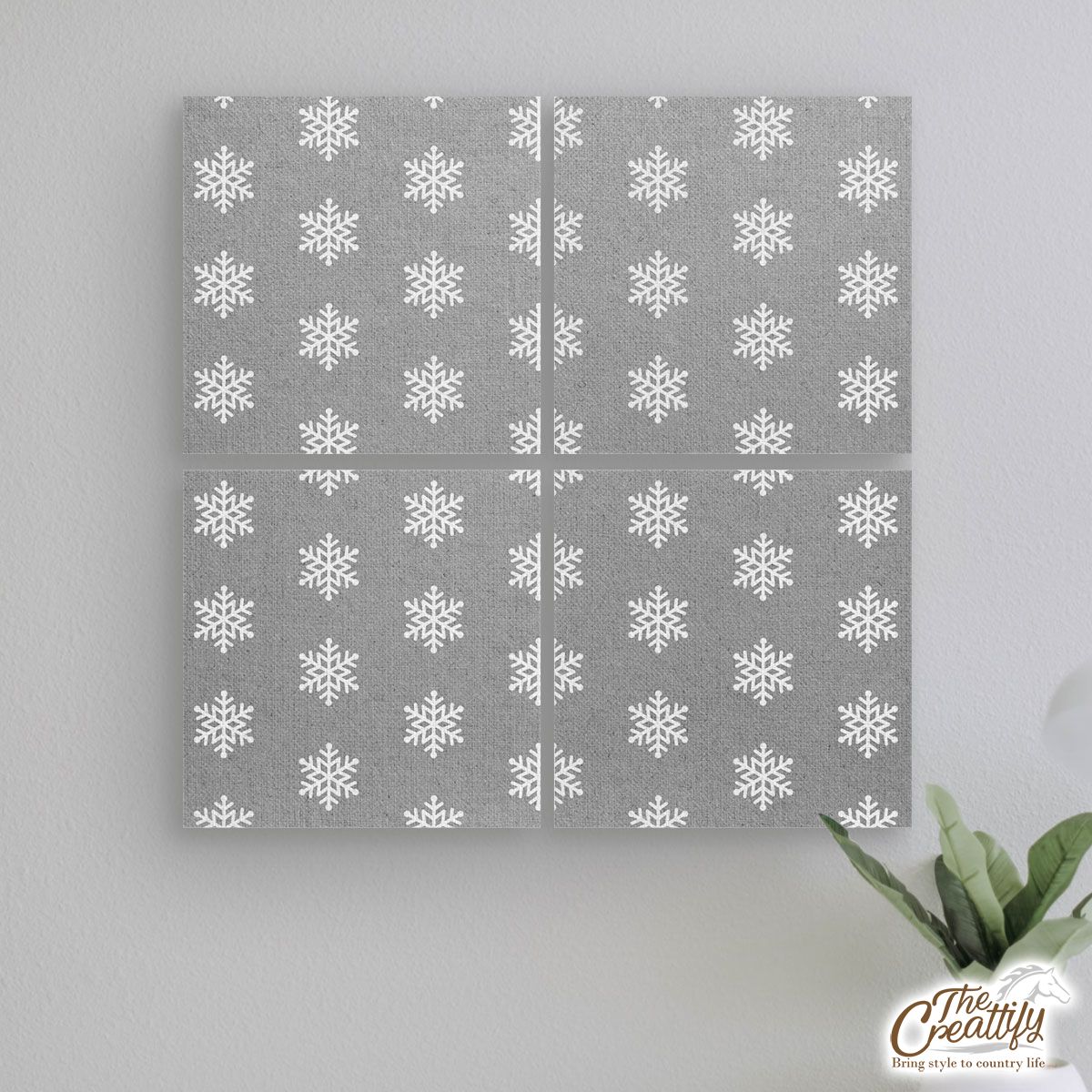 Snowflake Pattern, Christmas Snowflakes, Christmas Present Ideas On Grey Mural With Frame