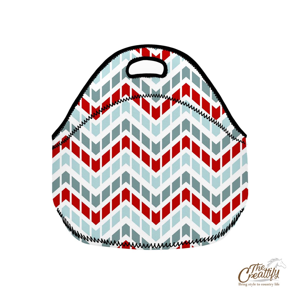 Blue And Red Zig Zag Stripe Neoprene Lunch Bags