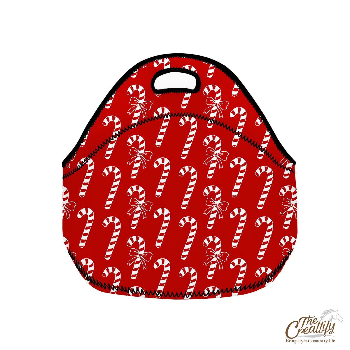 Candy Cane Red Christmas Neoprene Lunch Bags
