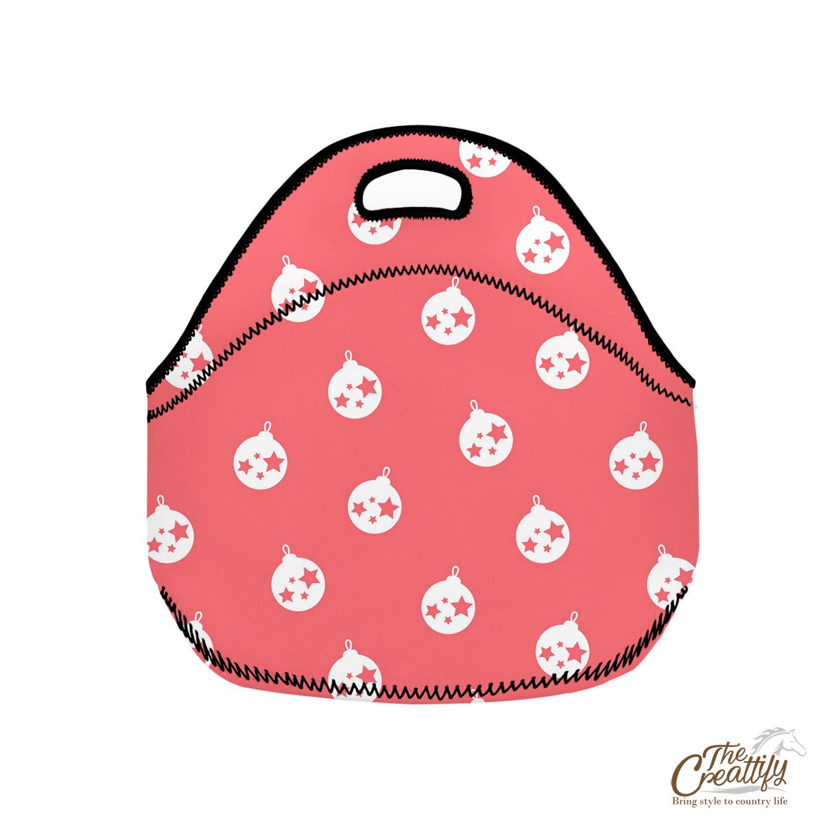 Christmas Balls On The Pink Background Neoprene Lunch Bags