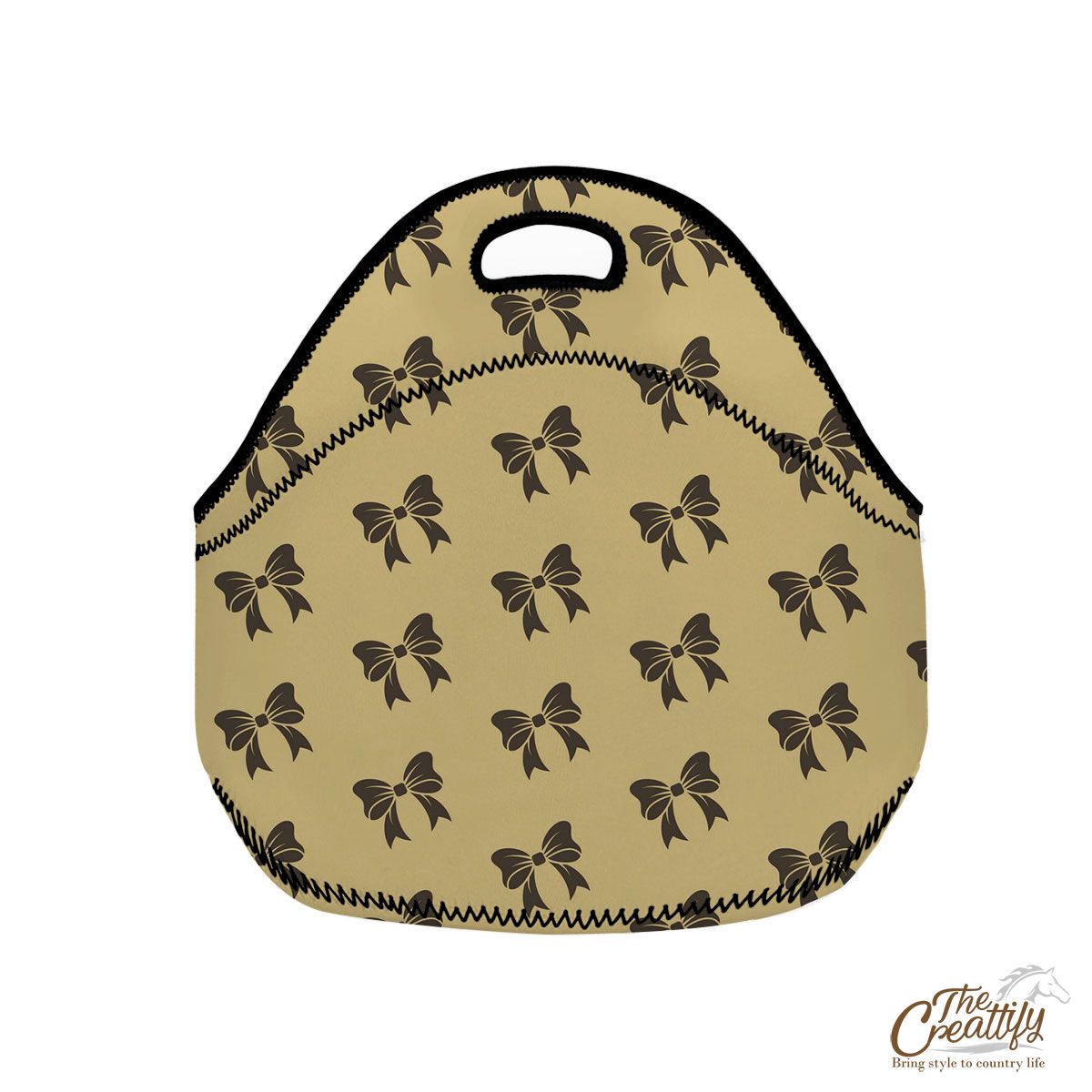 Christmas Bow, Christmas Tree Bows On The Brown Background Neoprene Lunch Bags