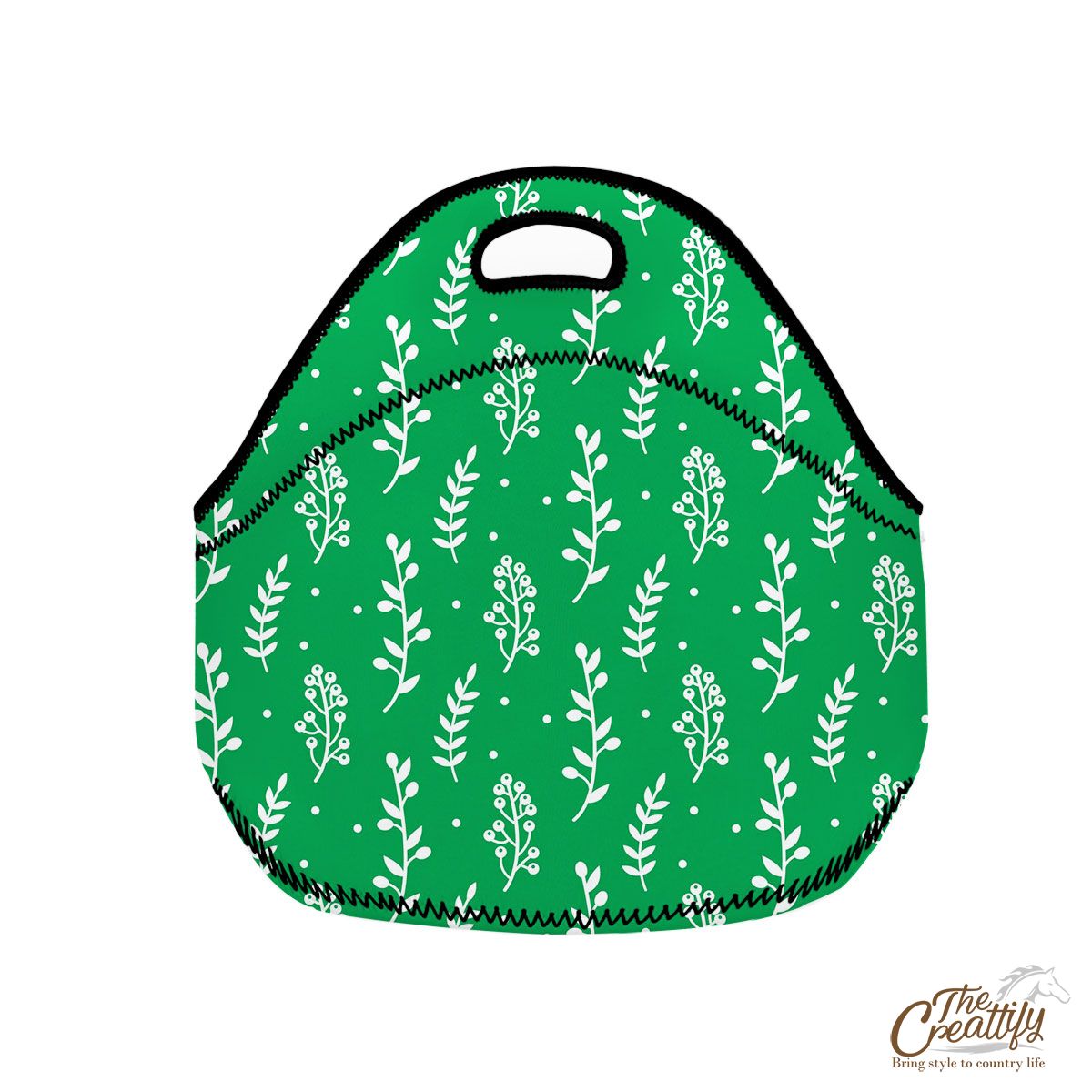 Christmas Mistletoe And Leaf, Mistletoe Clipart On Green Neoprene Lunch Bags