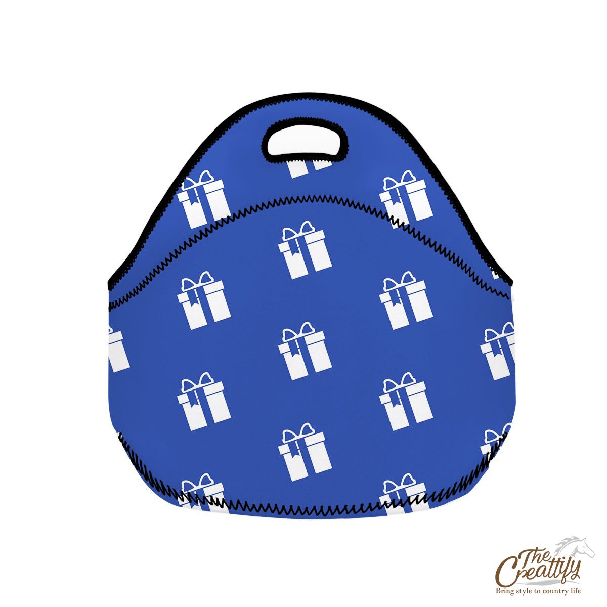 Christmas Present Clipart On The Navy Blue Color Background Neoprene Lunch Bags