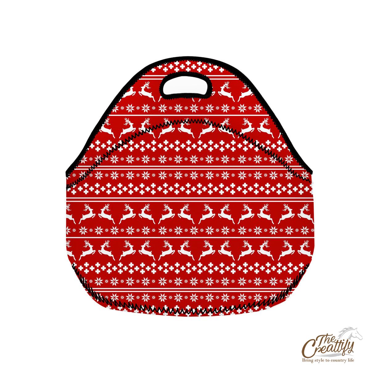 Christmas Reindeer, Snowflake Pattern Neoprene Lunch Bags