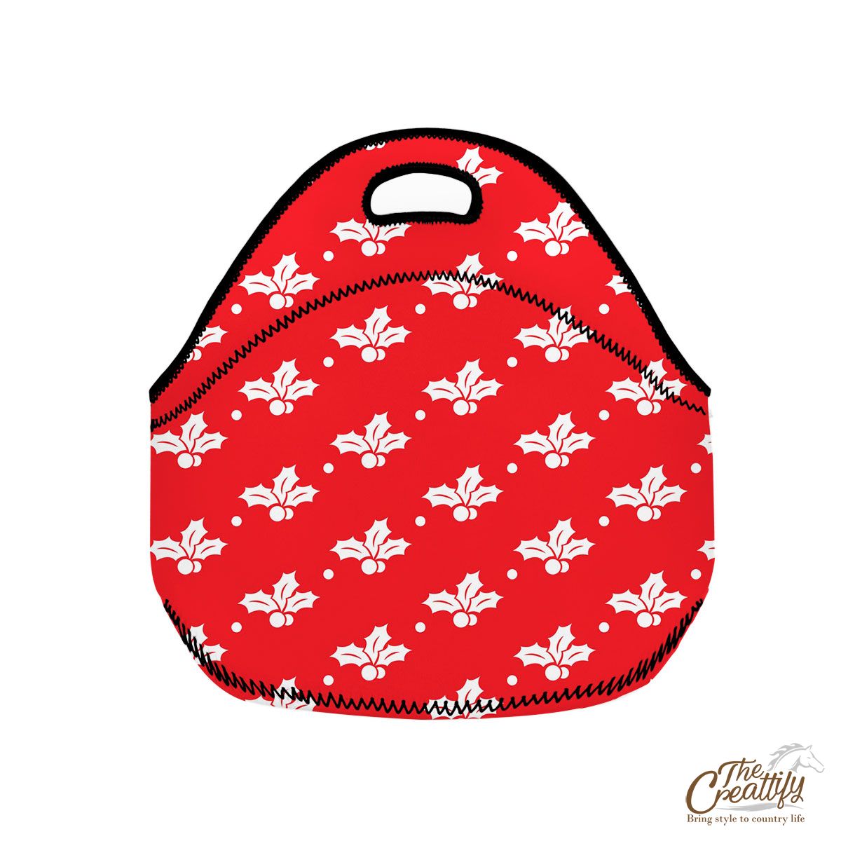 Christmas Seamless Holly Berry Pattern Neoprene Lunch Bags