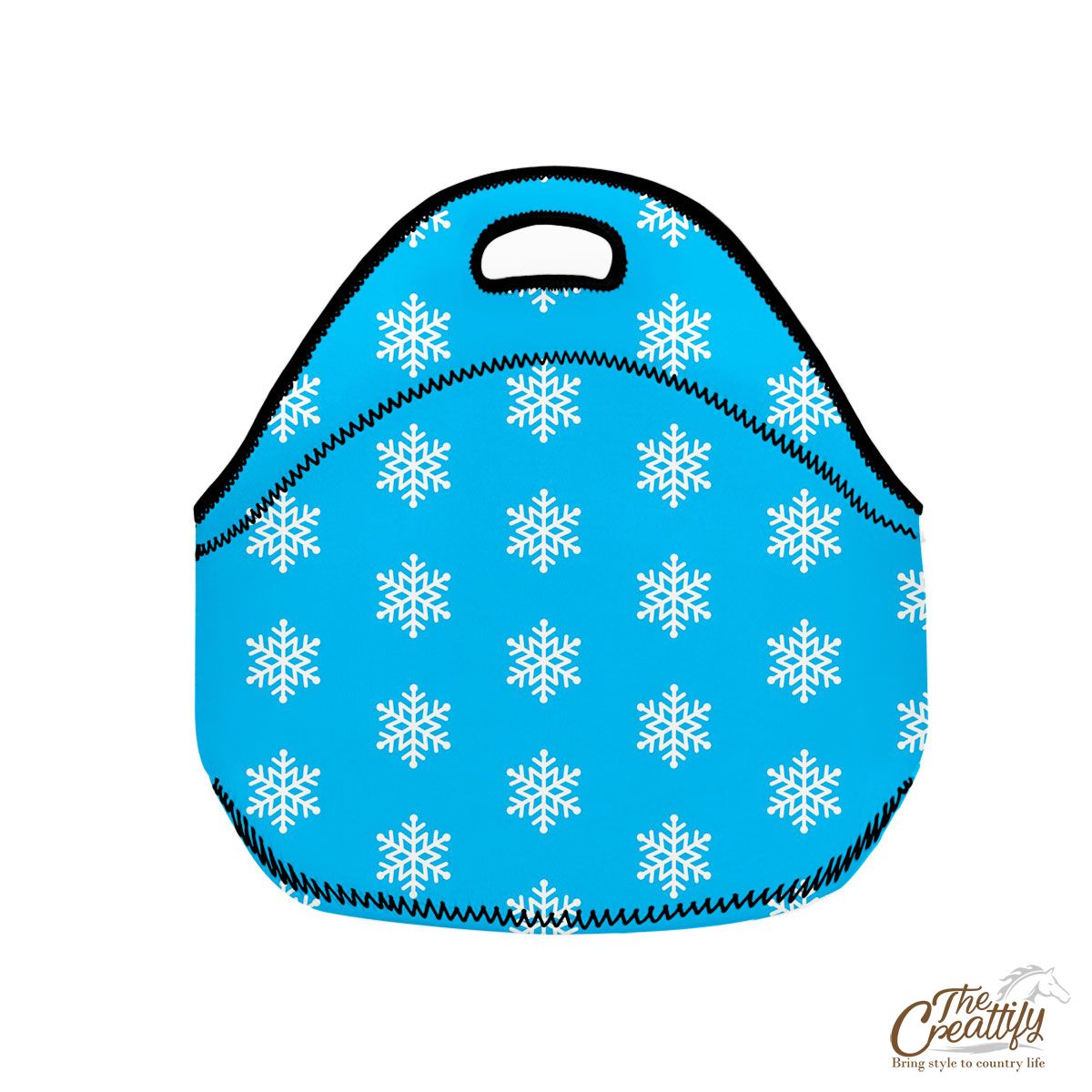 Christmas Snowflake Clipart On The Blue Background Neoprene Lunch Bags