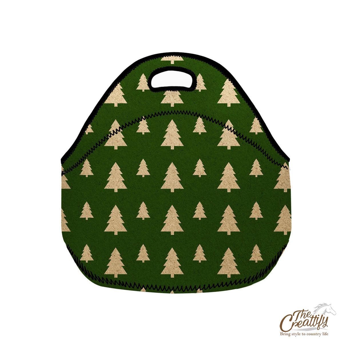 Christmas Tree, Christmas Tree Decorations, Pine Tree Pattern On Green 2 Neoprene Lunch Bags