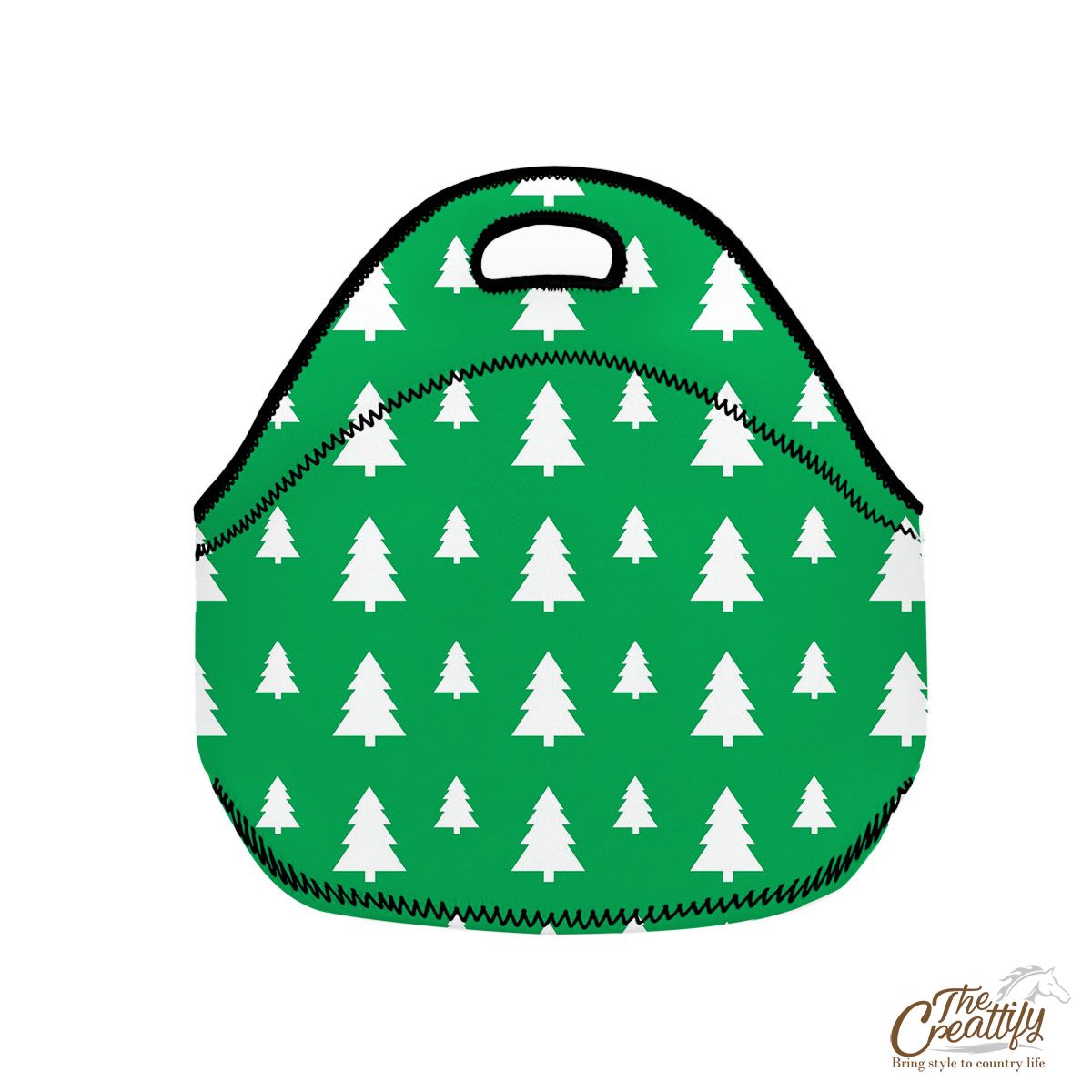 Christmas Tree, Christmas Tree Decorations, Pine Tree Pattern On Green 3 Neoprene Lunch Bags