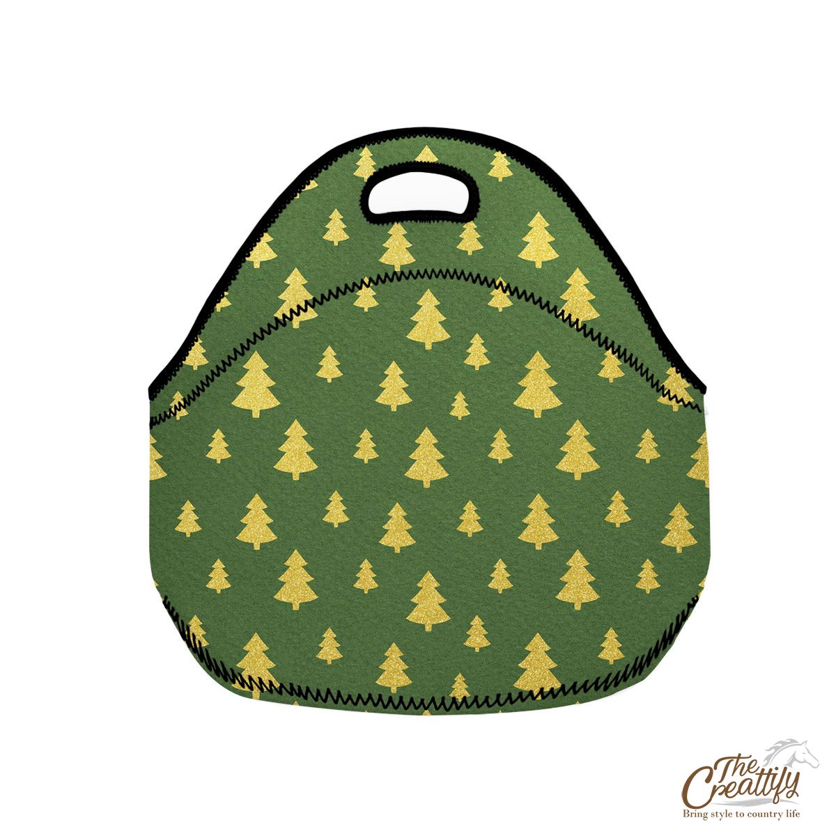 Christmas Tree, Christmas Tree Decorations, Pine Tree Pattern On Green Neoprene Lunch Bags