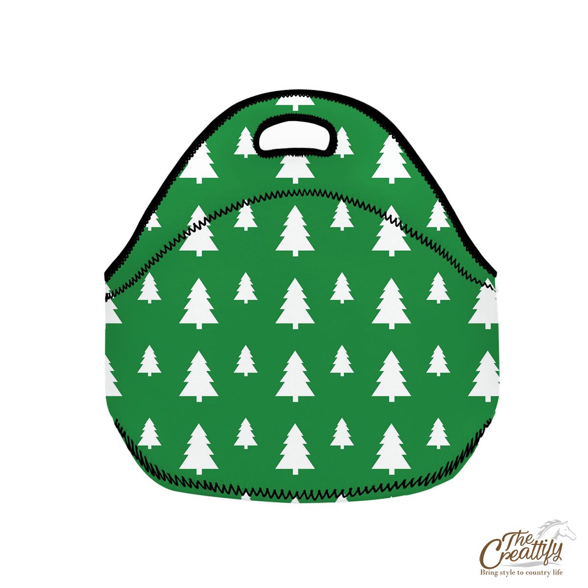 Green And White Christmas Tree Neoprene Lunch Bags