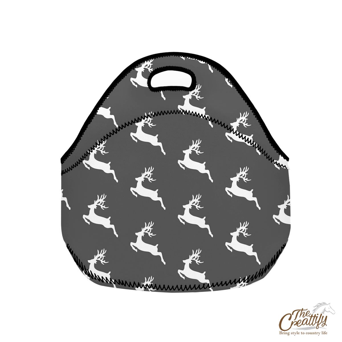 Grey And White Reindeer Neoprene Lunch Bags