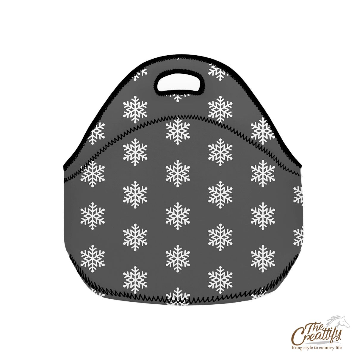 Grey And White Snowflake Neoprene Lunch Bags
