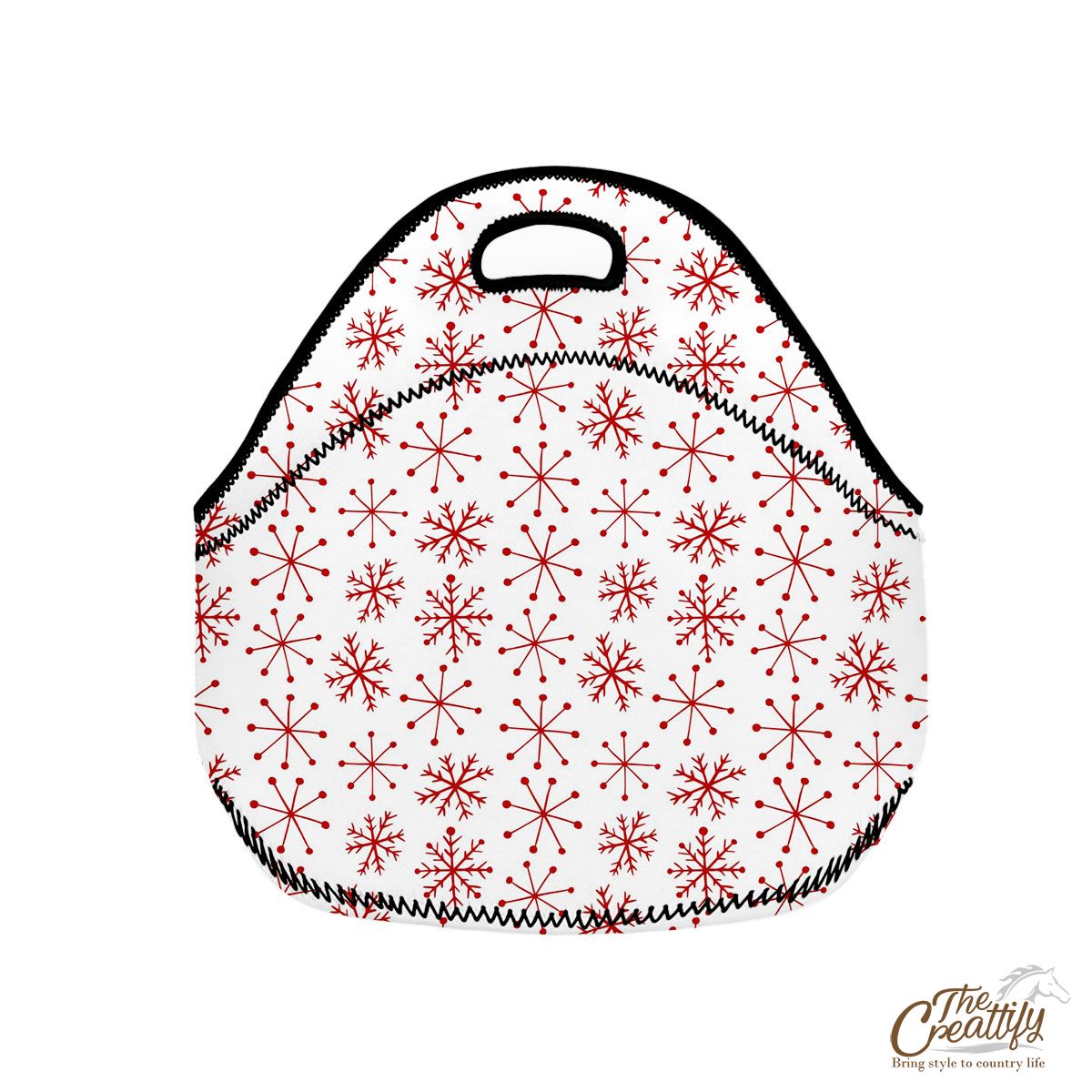 Red And White Snowflake Neoprene Lunch Bags