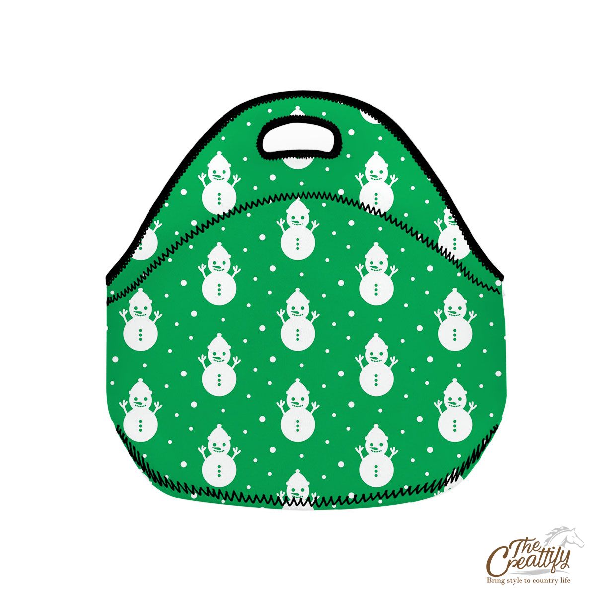 Snowman, Christmas Snowman, Snowman Clipart With Snowflake Background Green Neoprene Lunch Bags