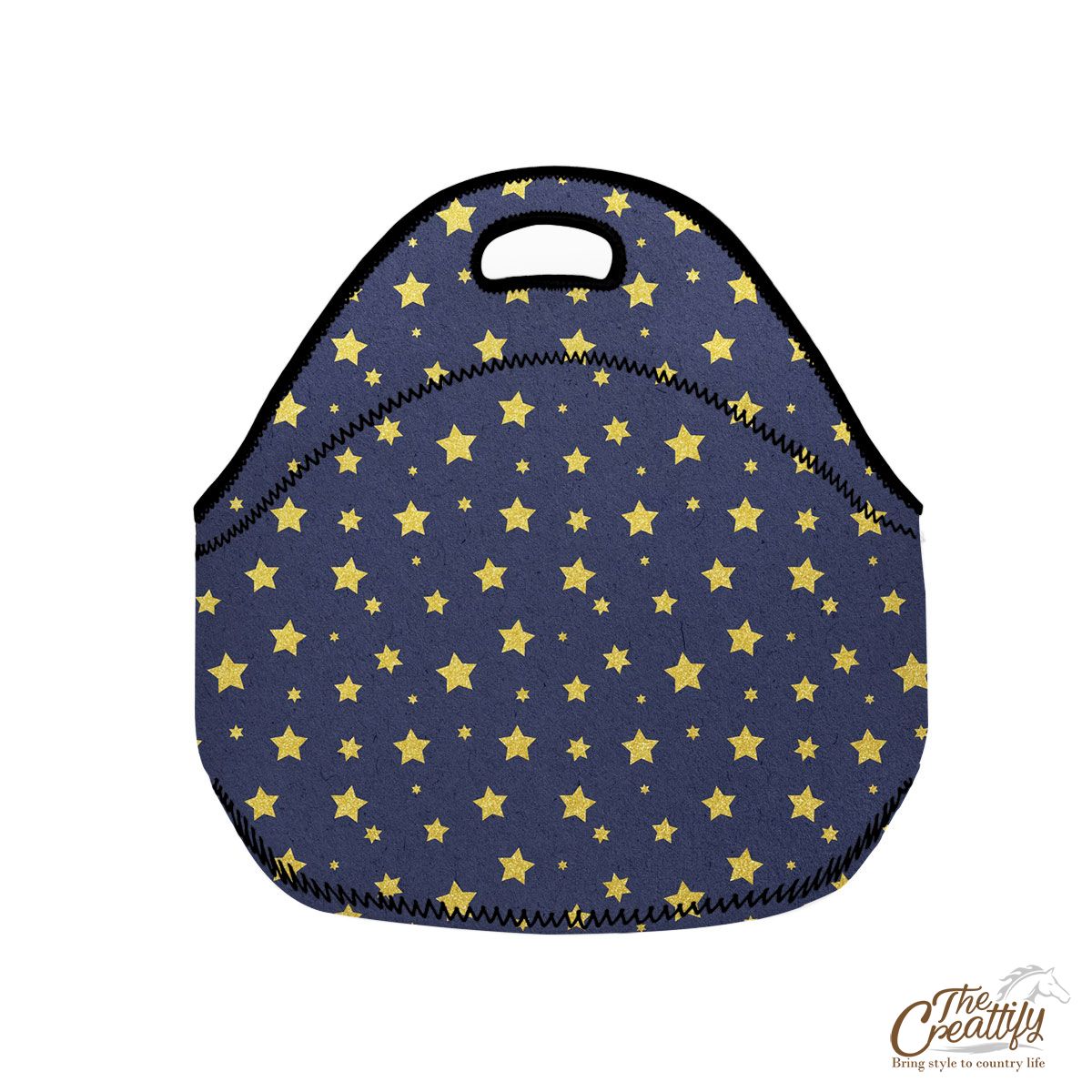 Star Sparkling Golden For Night Christmas, Christmas Gift Ideas Neoprene Lunch Bags