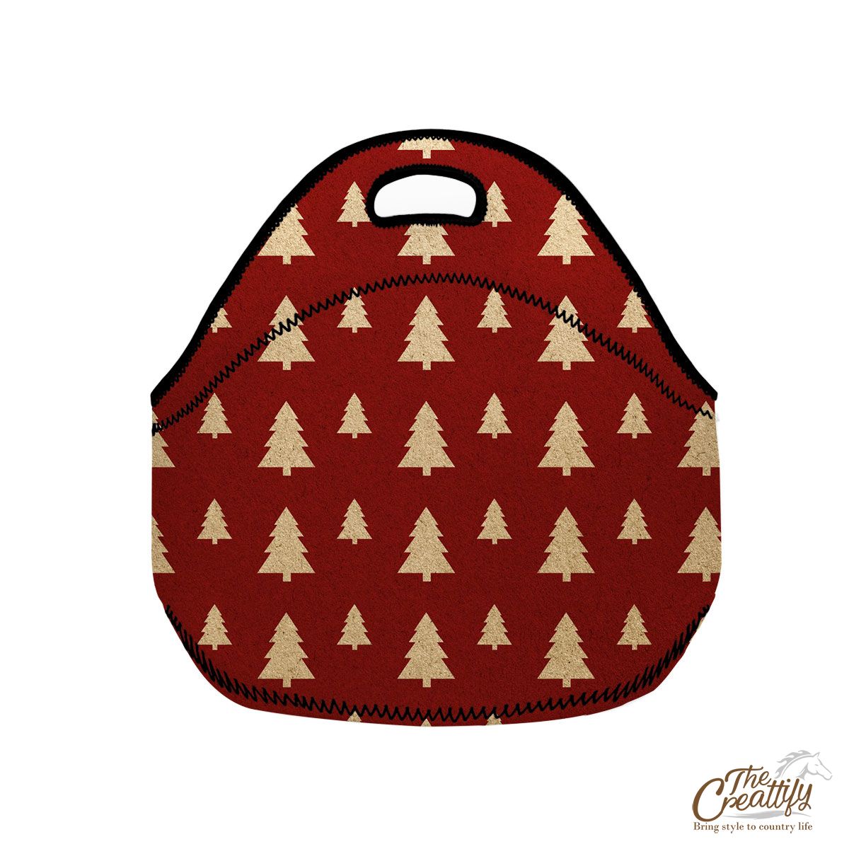 Vintage Red Christmas Tree Neoprene Lunch Bags