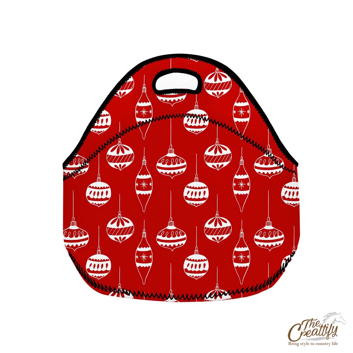 White Christmas Baubles Seamless Pattern Neoprene Lunch Bags