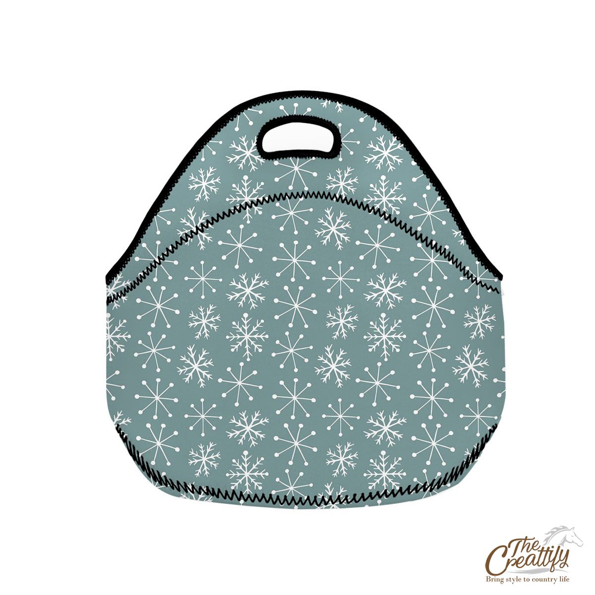 White Snowflake Seamless Pattern Neoprene Lunch Bags