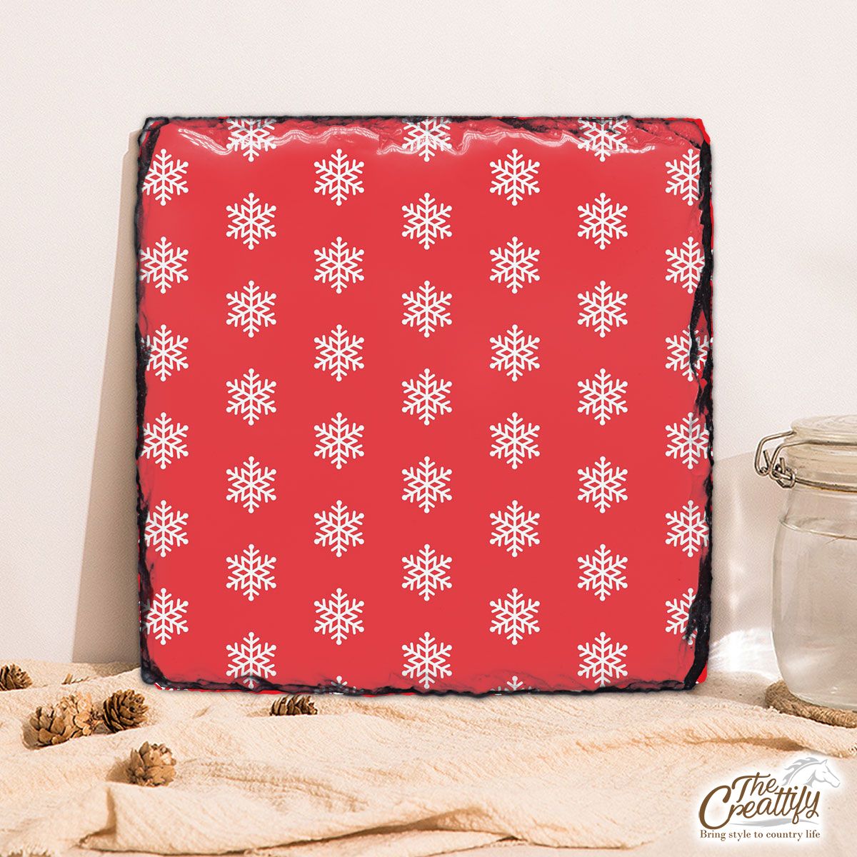 Snowflake Pattern, Christmas Snowflakes, Christmas Present Ideas With Red Square Lithograph