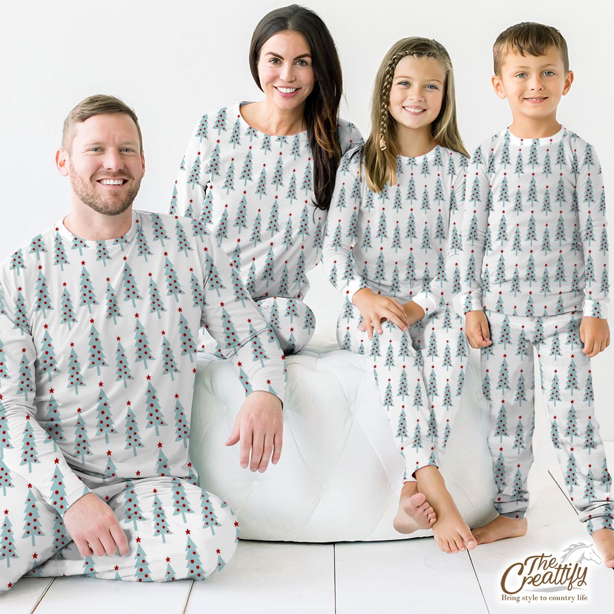 Blue Christmas Tree Seamless Pattern Pajamas