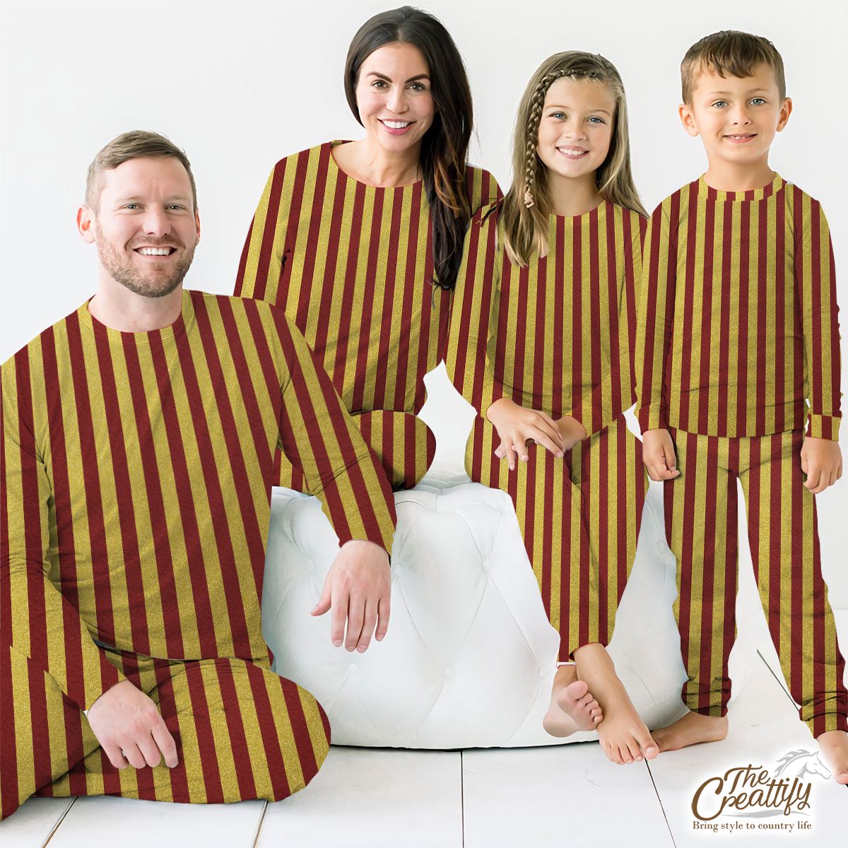 Christmas Gift Ideas, Christmas Gold, Gold Sparkle, Striped Gold On Red Pajamas